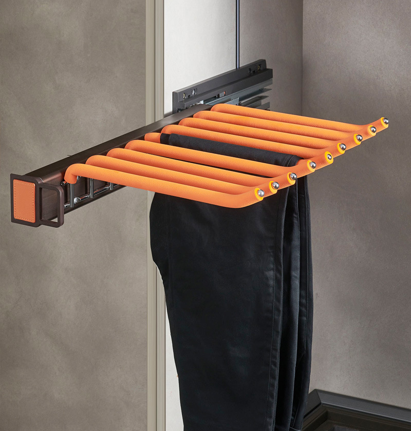 衣柜升降挂衣器 高柜升降衣架双缓冲拉杆下拉式自动回位挂衣杆