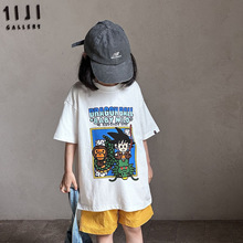 黑宿米可2024新款日系潮牌儿童套头圆领短袖T恤中大童上衣