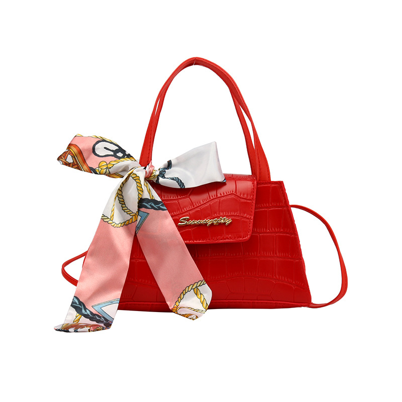 Silk Scarf Stone Pattern Handbag Women Handbags 2023 Women's Foreign Trade Bags Wholesale Bow Kelly Bag