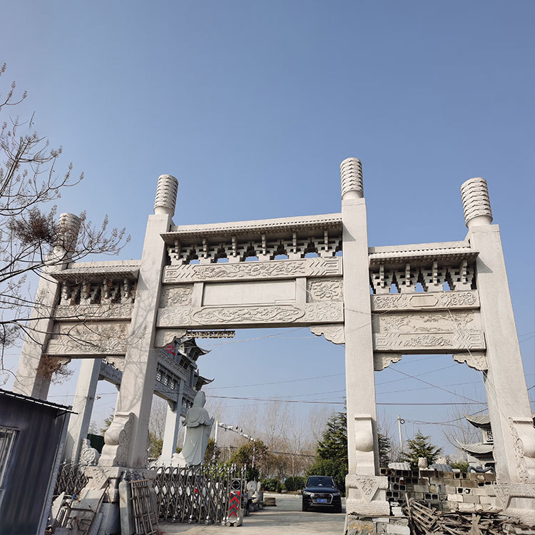 泰昱石业花岗岩村口石牌坊制作青石牌坊价格石牌楼图片园林石牌坊