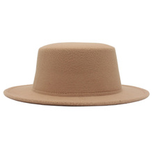 法式礼帽平顶小帽檐 秋冬新款羊毛纯色绅士淑女百搭毡帽帽子