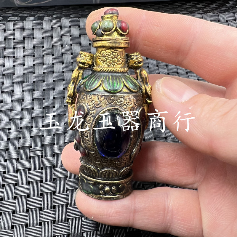 仿古铜铸鼻烟壶藏式特色手工艺品鼻烟壶居家客厅装饰古玩文玩摆件
