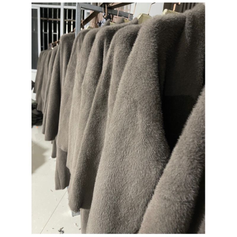 24春秋新款港味复古加厚仿貂绒毛衣中长款慵懒风宽松开衫外套女