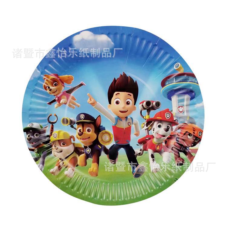 PAW Patrol Party Tableware Set Disposable Paper Tray Paper Cup Pennant Blowouts Straw Party Birthday Paper Cup