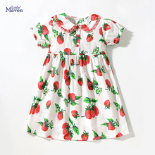 Little maven儿童半身裙2023夏季新款欧美童装可爱花边女童连衣裙