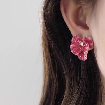 花朵耳环复古花瓣耳饰法式高级感小众气质唯美新中式配饰n0006
