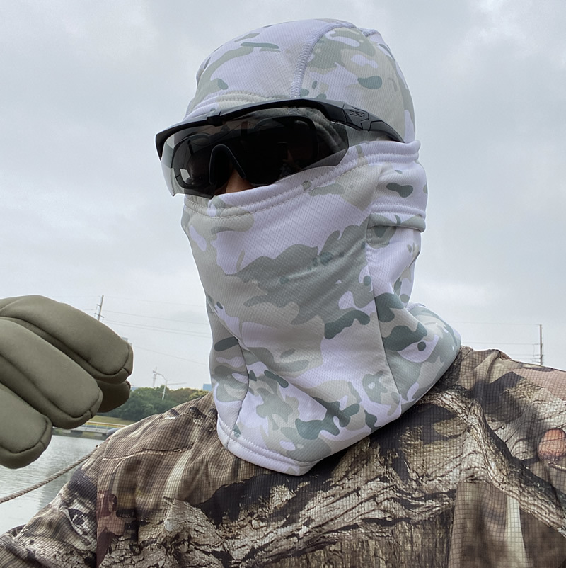 军鹰加绒加厚防寒保暖酋长头套面罩抓绒冬季骑行迷彩军迷户外头套