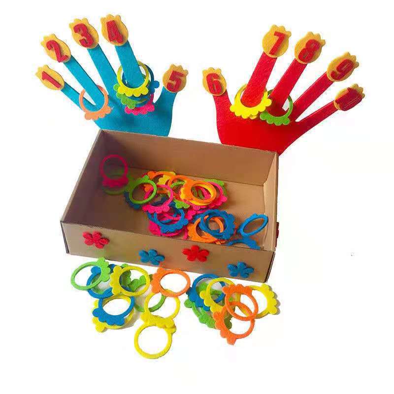 幼儿园数学区域手指套圈算术加减法不织布益智手工材料包玩教具