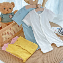 婴儿夏季连体衣短袖薄款宝宝洋气夏装爬服新生儿空调服睡衣0037