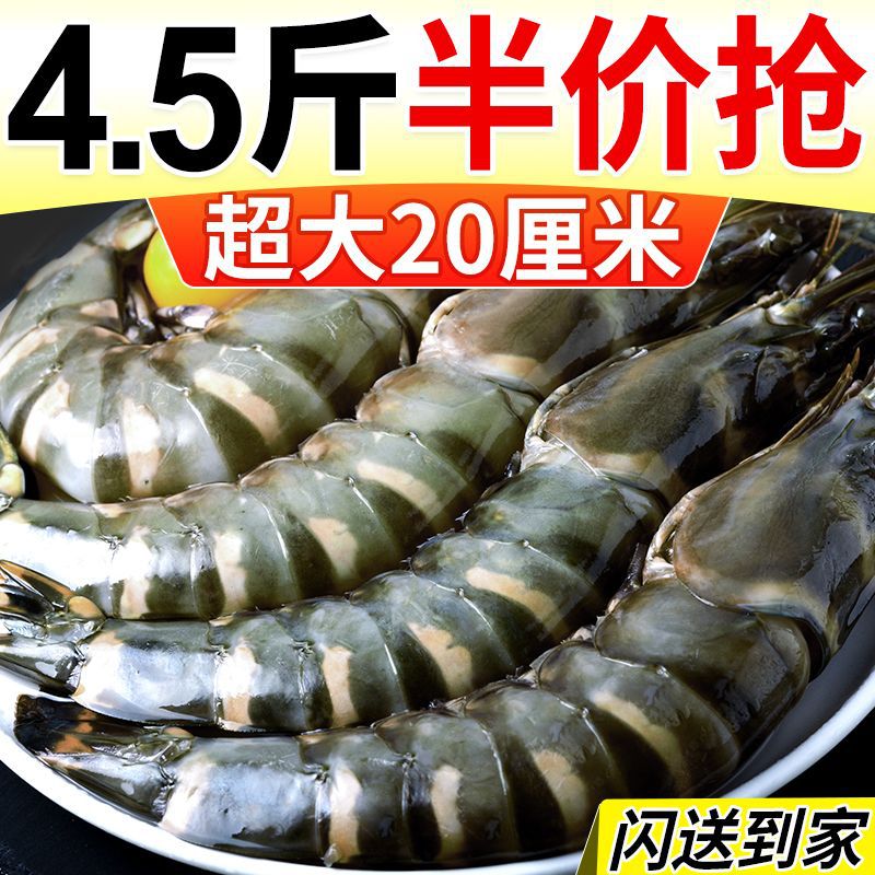 半价新鲜大黑虎虾老虎虾鲜活海鲜水产九节虾基围虾斑节虾批发
