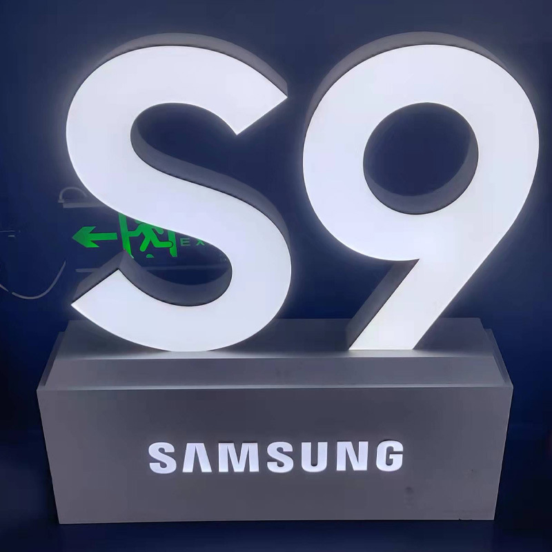 samsung 三星s9 落地展示发光字abs模具注塑品牌标识橱窗广告制作