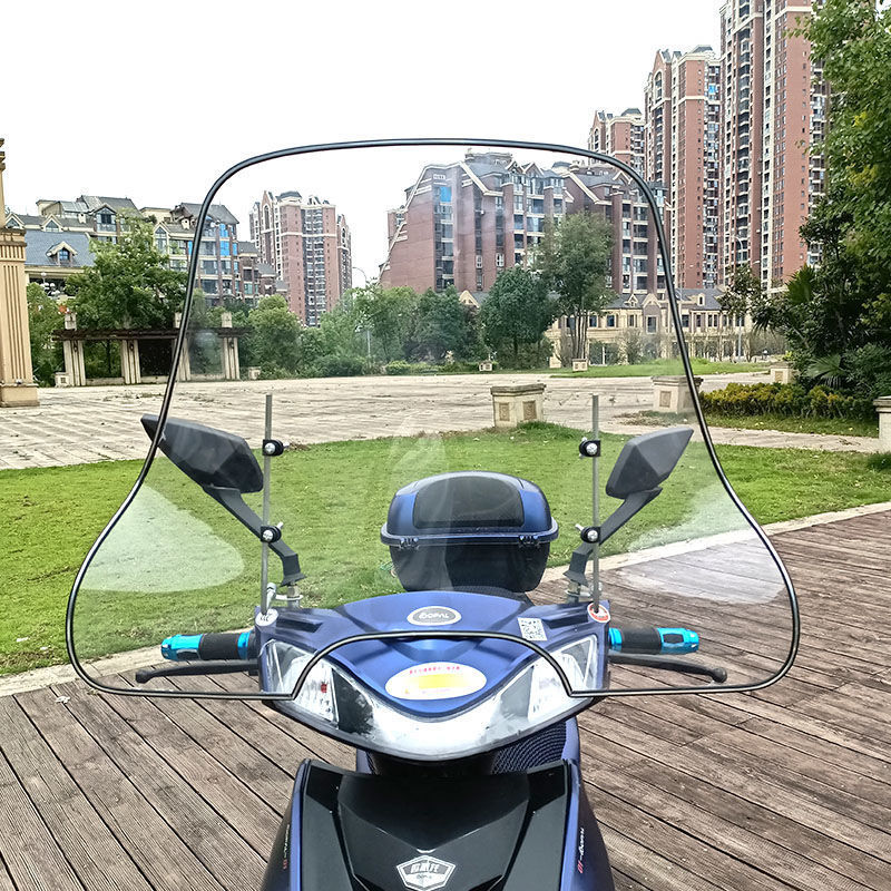 摩托车前挡风电动车摩托车挡风玻璃透明t前透明电瓶踏板车挡雨板