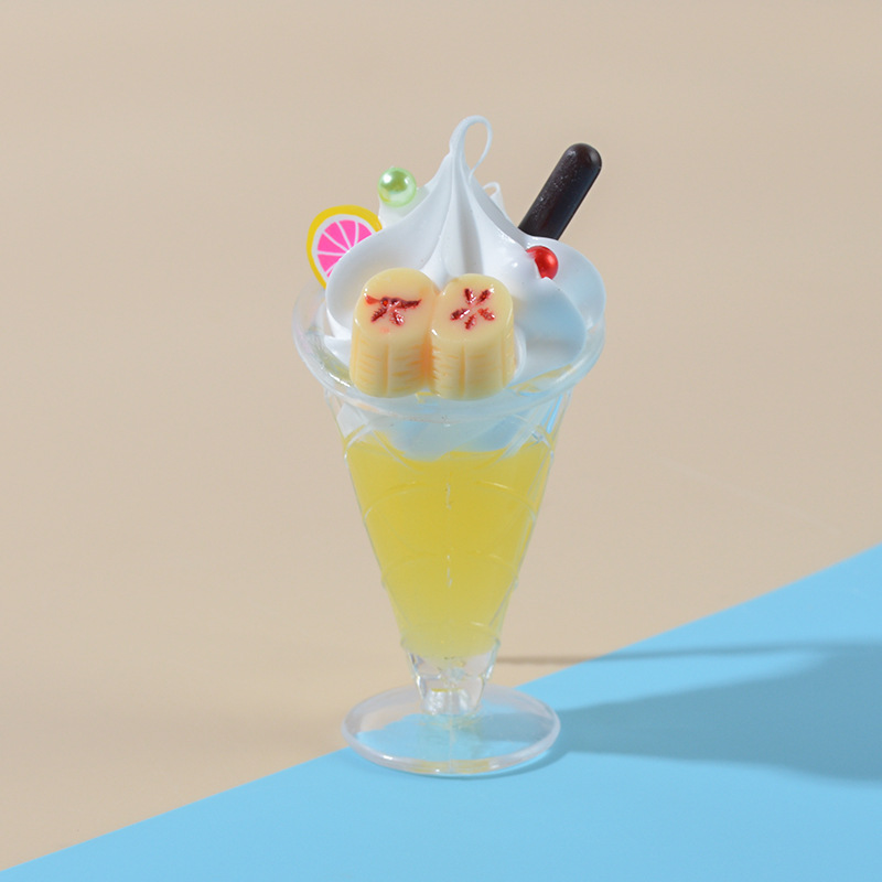 Emulational Fruit Cream Sundae Glass Pendant Refreshing Macaron Color Simulation Dessert Cup Ice Cream Pendant