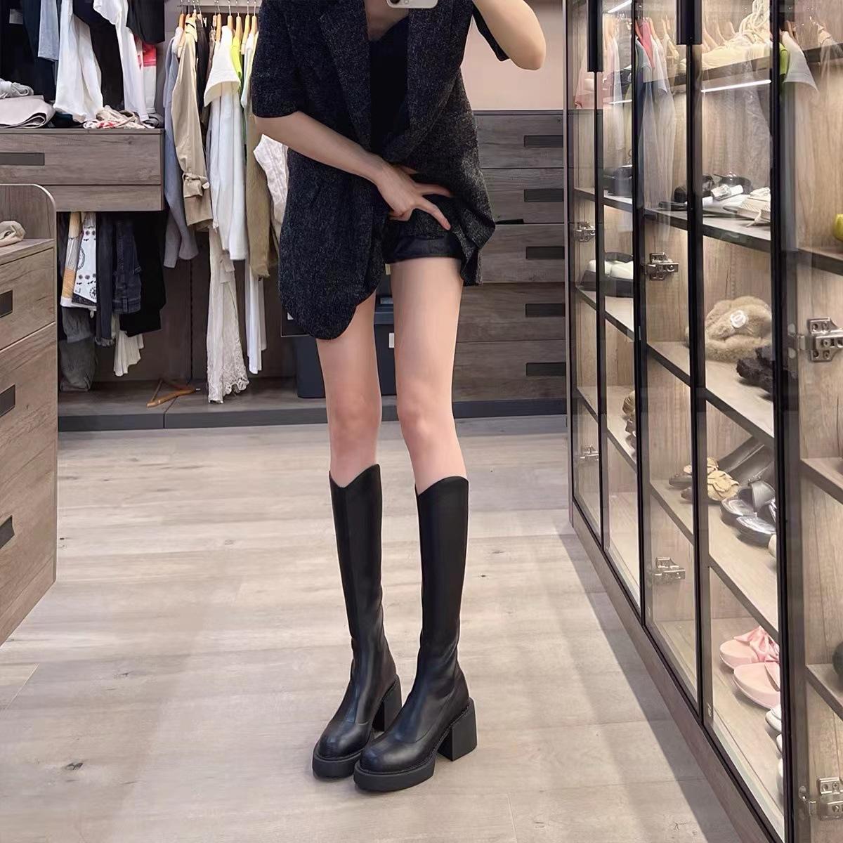 需购 2025冬 外贸细跟超高跟过膝靴侧拉链长筒靴包腿防水台骑士靴女大