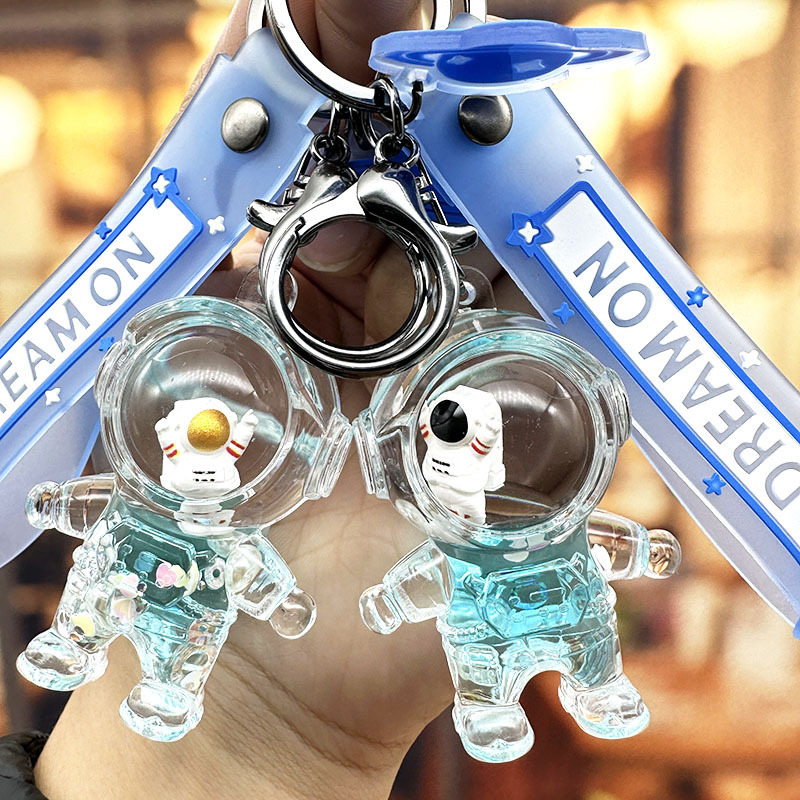 Fashion Astronaut Quicksand Bottle Keychain Transparent Drifting Bottle Spaceman Doll Exquisite Car Bag Key Chain