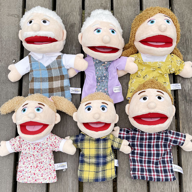 跨境毛绒玩具手偶爷爷奶奶大号张嘴手套玩偶亲子安抚早教手指偶