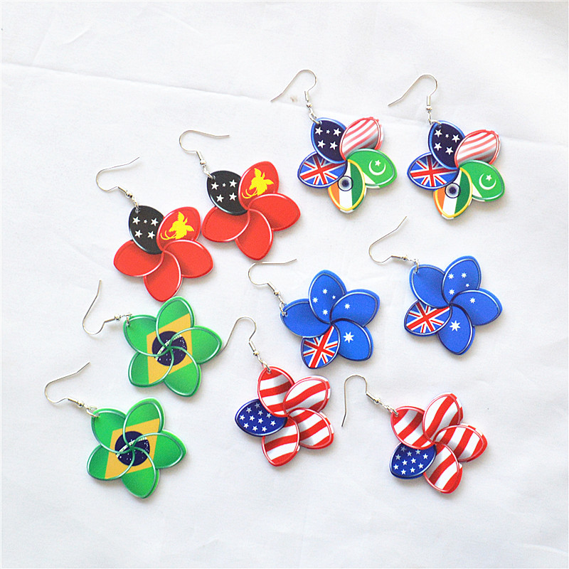 european and american new summer mori style flower earrings creative acrylic graffiti ins style striped sweet personality earrings