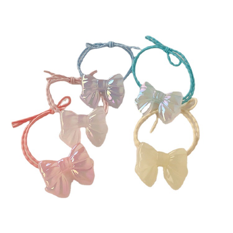 Good-looking Transparent Bow Hair Rope Ins Style All-Match and Cute Butterfly Head Rope Does Not Hurt Hair Rubber Band Hair Band for Women