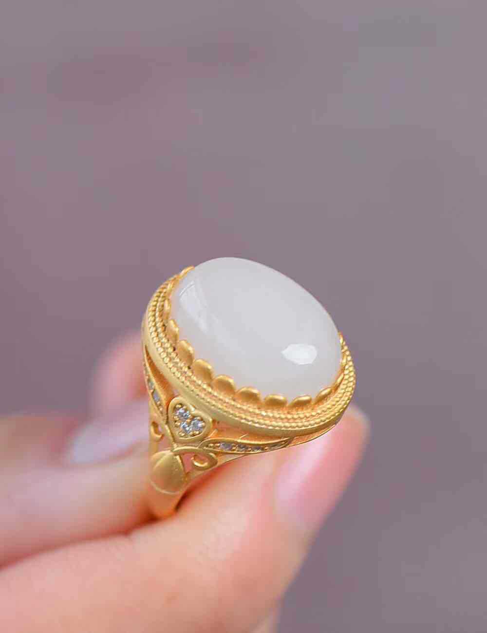 厂家直销 新疆和田玉脂白玉 镶嵌925银男款女款情侣款戒指礼品