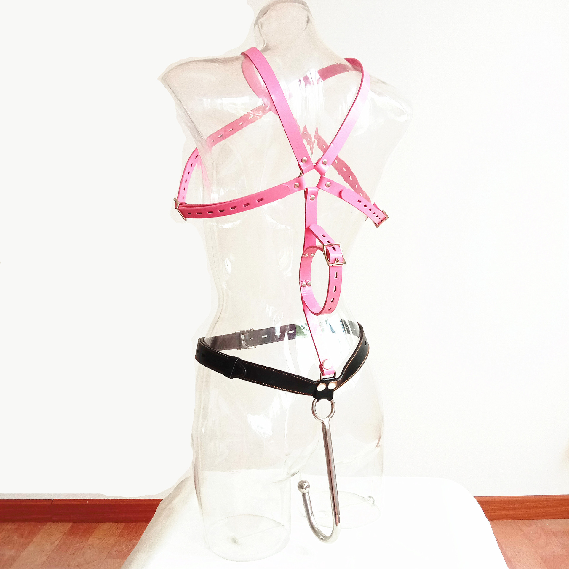 黑帝多用肛钩连体束缚带金属不锈钢肛门钩后庭自慰成人刺激性玩具