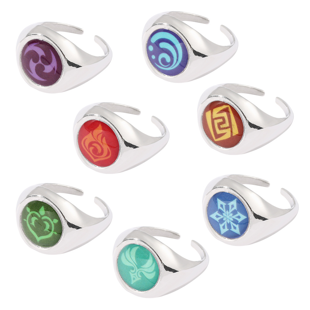 原神游戏周边夜光稻草原神神之眼戒指合金指环工厂直销