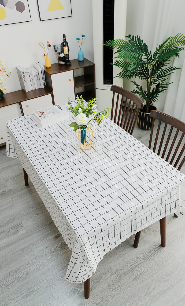 批发格子ins北欧格子桌布 桌布 防水防油免洗 餐桌布peva台布桌布