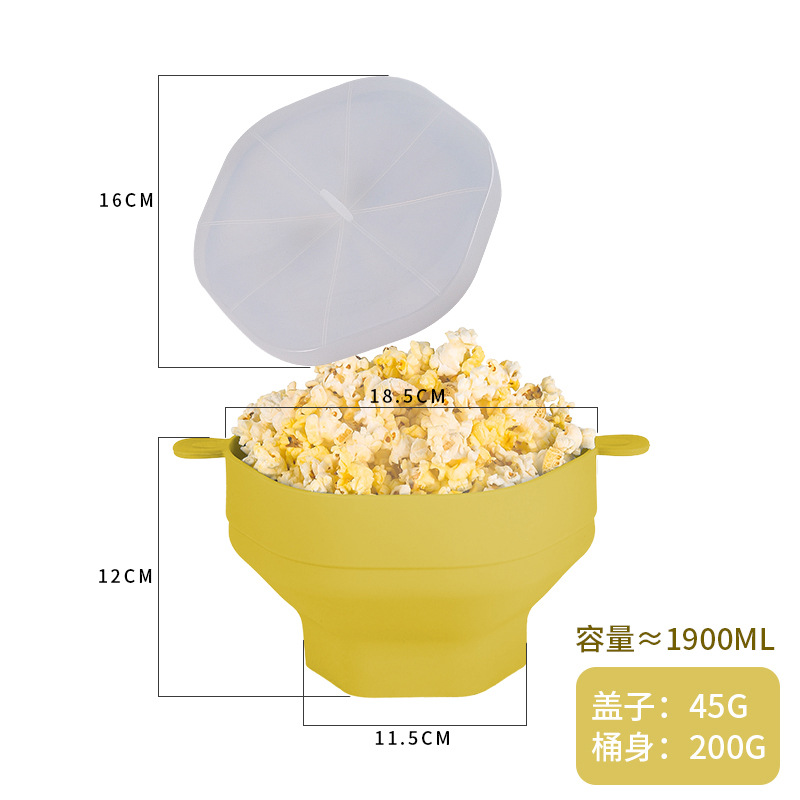 American Silicone Popcorn Bucket Microwave Oven High Temperature Resistant with Lid Retractable Pet Bowl Reusable Instant Noodle Bowl