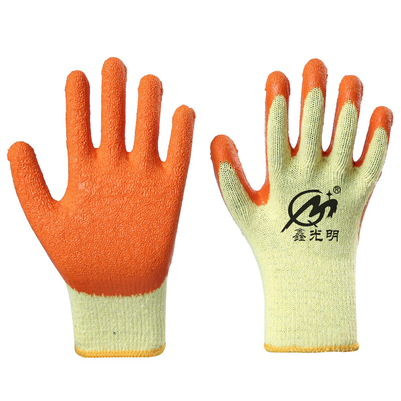 21 Woven Wear-Resistant Labor Gloves Latex Wrinkle Non-Slip Work Gloves Cotton Thread Impregnated Protective Gloves
