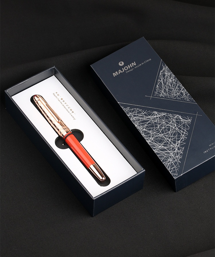 moonman末匠-p135钢笔细尖福字限定礼盒成人礼品红色玫瑰金男女款