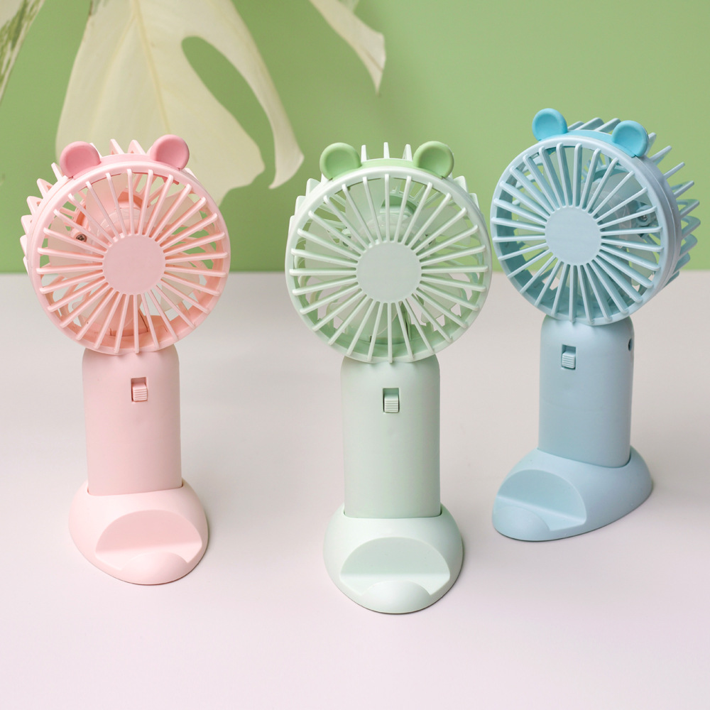 2023 New Simple Small Handheld Fan with Base Bracket Charging Student Summer Portable Electric Fan Gift