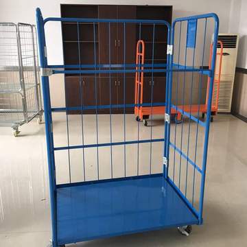 仓储货架物流台车折叠式笼车仓库捡货搬运理货车架子铁笼推车