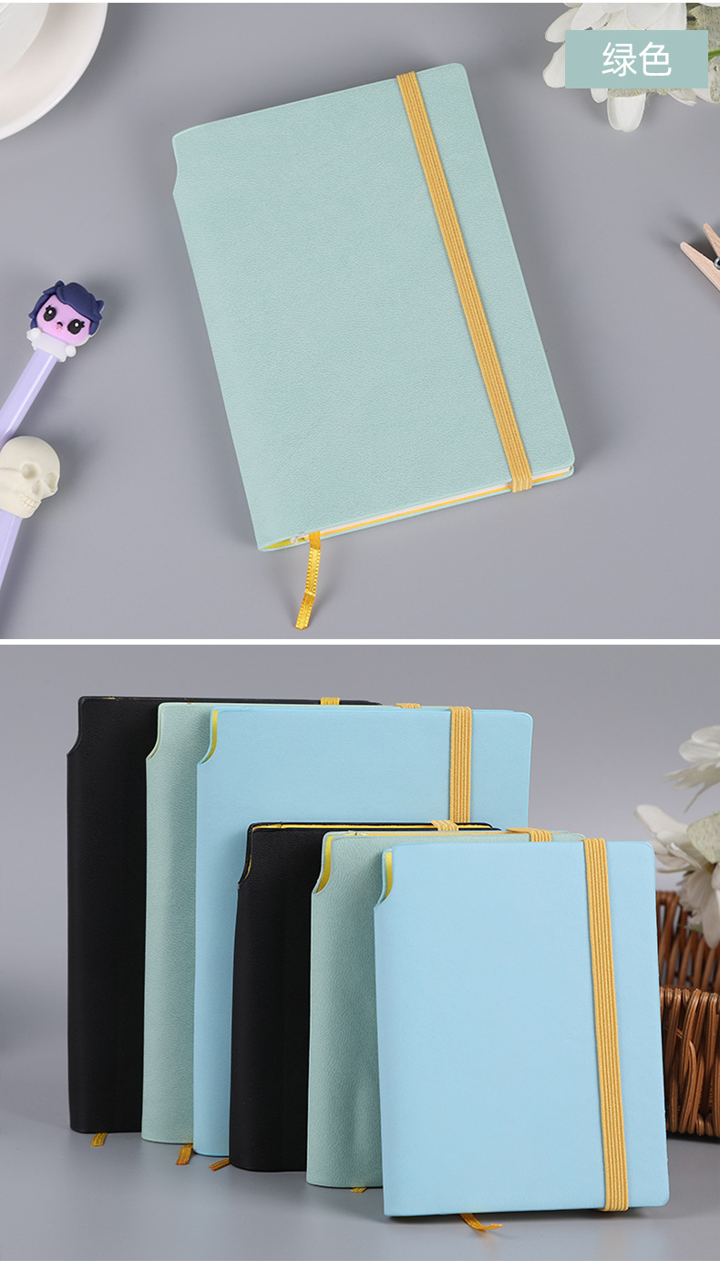 简约商务办公款纯色仿皮封面200页无线胶装a6a7道林纸记事本 现货