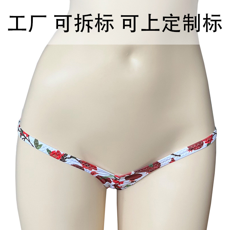 Cross-Border Amazon Foreign Trade for Low Waist Girls Lady Sexy Printed Mini T-Back T-Type Pants Underwear