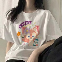 夏季韩版网红卡通纯棉t恤女2023年新款上衣可爱少女半袖卡通体恤