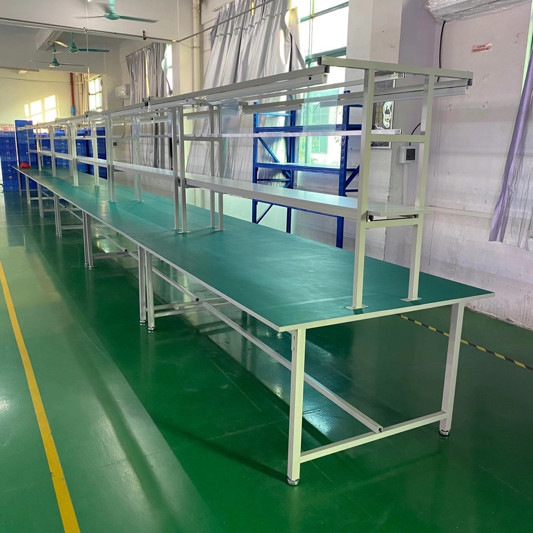 厂家供应防静电工作台双面带灯操作台车间生产线流水线组装工作台