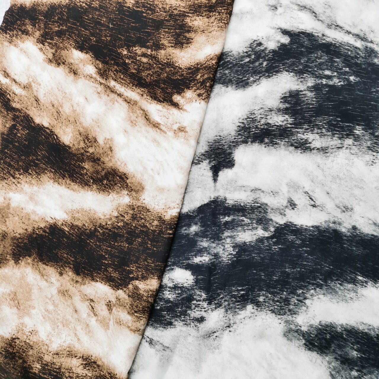 2024春夏季水墨扎染印花面料时装衬衫头连衣裙布料水墨山水画布料