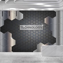 3d立体几何科技感墙纸公司前台背景墙金属感办公室电竞房网吧壁纸