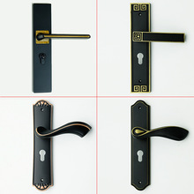 现代简约铝合金黑色室内门锁 家用木门静音执手锁 卧室房门锁具