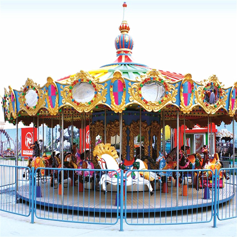 定制新款豪华旋转木马公园广场亲子单层儿童转马小游乐设备厂家