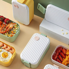 高颜值分格便当盒带餐具微波炉塑料饭盒上班专用女生轻食减脂餐盒