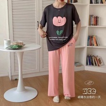 夏季新款莫代尔短袖长裤睡衣套装家居服胖MM大码舒适凉爽两件套