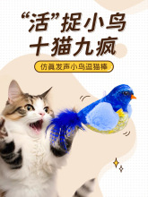 猫玩具发声小鸟猫咪解闷自嗨仿真羽毛会叫宠物逗猫棒猫咪用品大全