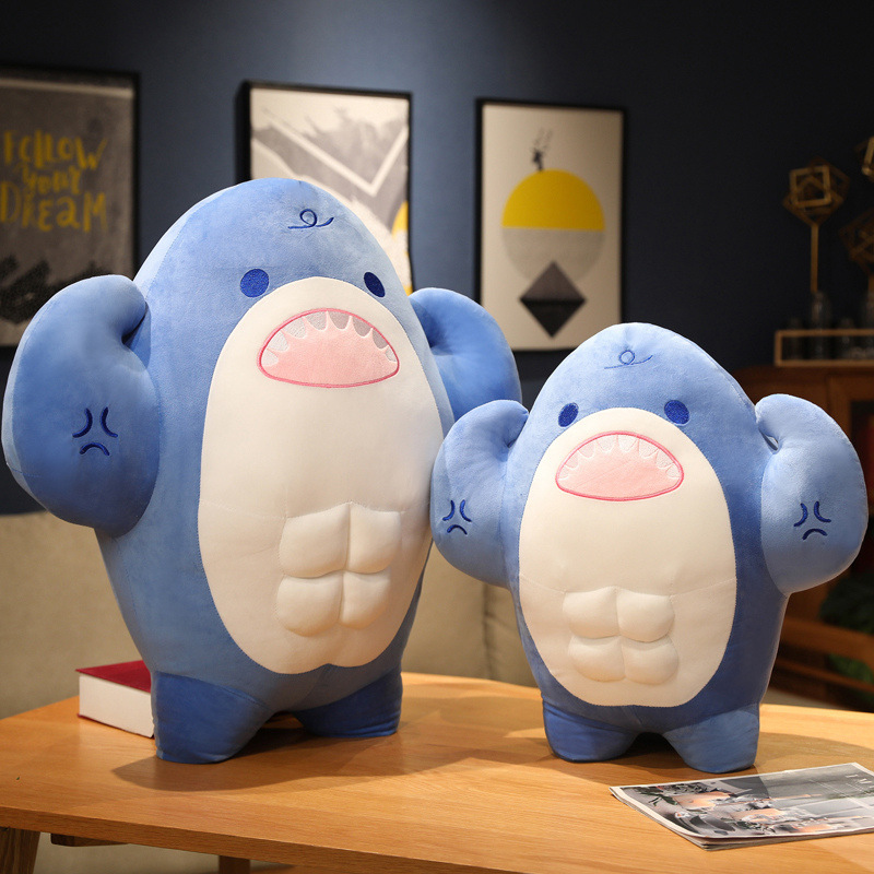 卡通肌肉鲨鱼公仔男朋友礼物毛绒玩具动漫有趣玩偶女朋友睡觉抱枕