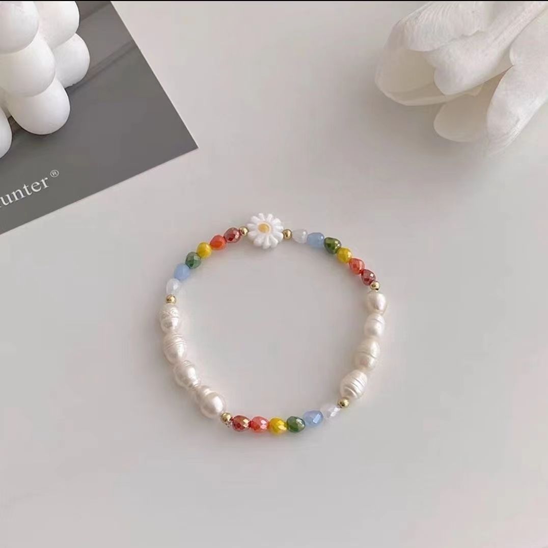 Pearl Necklace Women's Summer Advanced Clavicle Chain Flower Crystal Beads Special Interest Light Luxury Ins Style Bracelet Cool Spicy Necklace