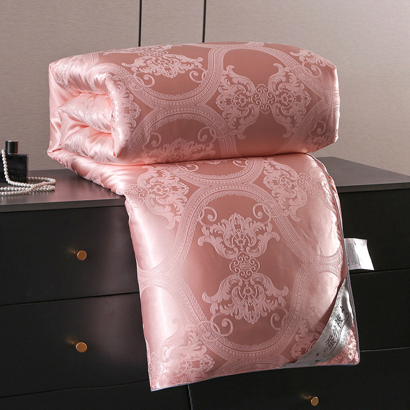 米春富安娜家纺蚕丝被贡缎提花春秋被加厚冬被芯夏凉被礼品被子