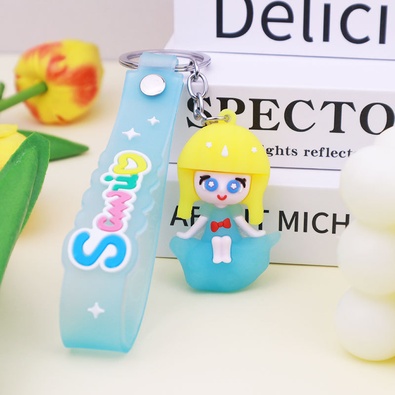 Cute Cartoon Dumpling Girl Keychain Pendant Doll Accessories Creative Cartoon Ornaments Push Small Gift Wholesale