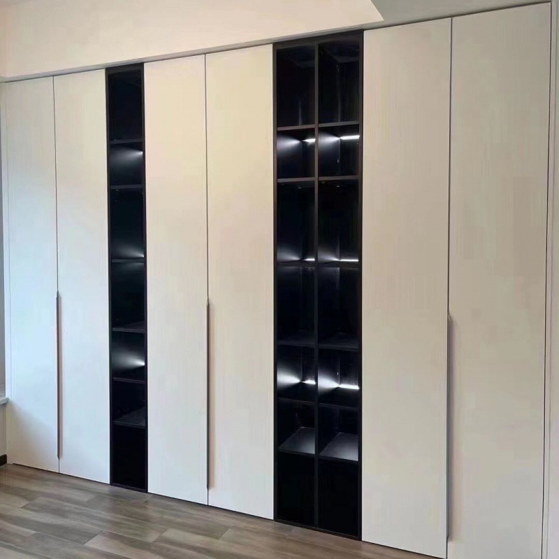 tj佛山现代整体衣柜设计轻奢衣帽间制作全屋全铝家具平开门卧式衣