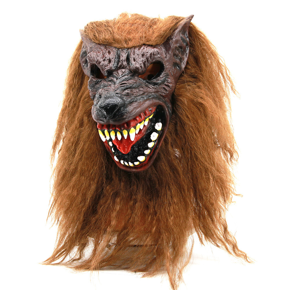 万圣节面具狼头头套带獠牙恐怖魔鬼化装舞会道具鬼节动物面具