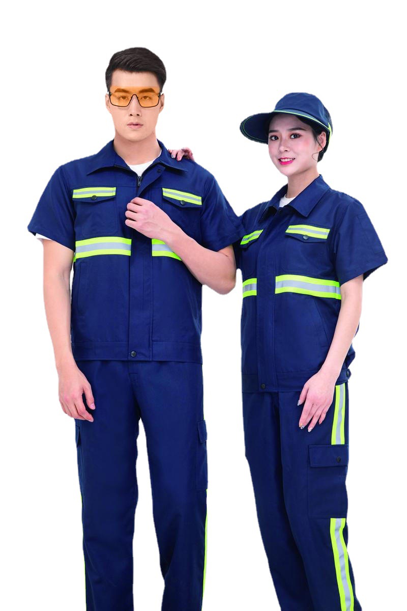 夏季短袖工装工厂车间劳保服汽修装修工作服套装男士女士上衣绣字