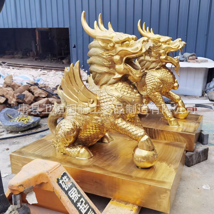 纯铜麒麟铜像仿古青铜麒麟动物雕塑酒店门口公司摆放纯铜麒麟